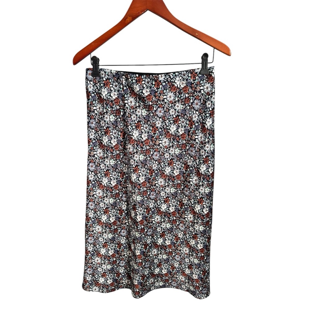 Loft Satiny Floral Print Women's Skirt S Pull-On